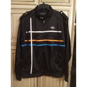 COOGI Black Full Zip‎ Tab Neck Streetwear Track Jacket Hip Hop 90’s XL!